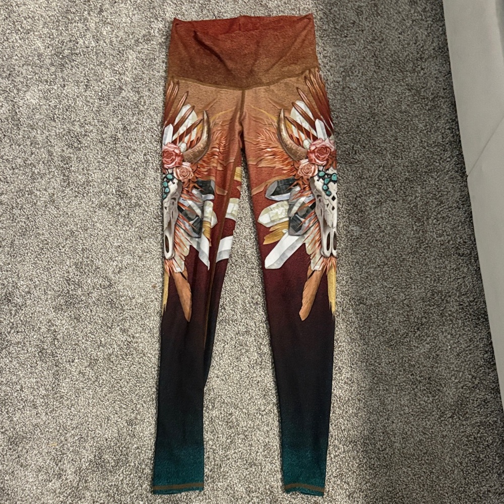 niyama sol leggings Boho Feather Print Leggings